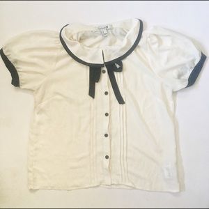 Forever 21 Black and White Bow Blouse